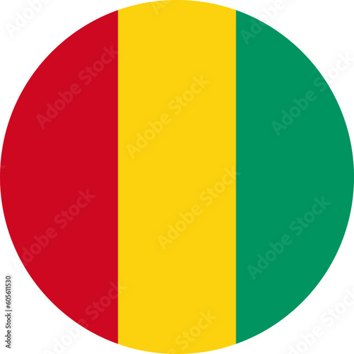 round Guinean national flag of Guinea, Africa