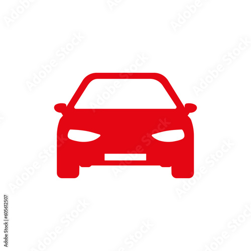 Red car isolated on white background. Front view. Vector illustration