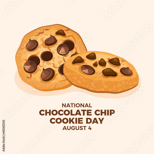 National Chocolate Chip Cookie Day vector illustration. Sweet round cookies with chocolate chip icon vector. August 4. Important day
