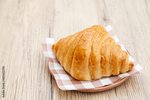 Fresh baked homemade plain butter croissant 