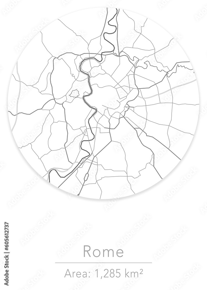 Obraz premium Rome, Italy black and blue dark city map design