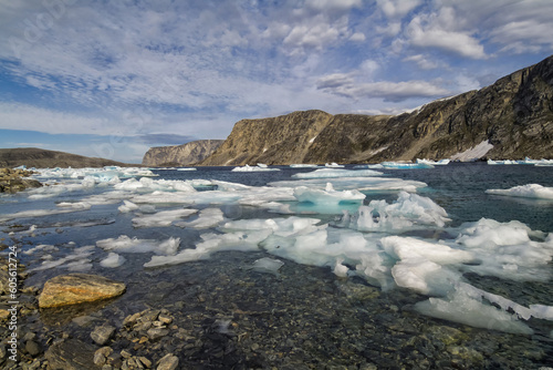 Glacial fjord at Cape Mercy, Cumberland Sound, Baffin Island, Nunavut, Canada