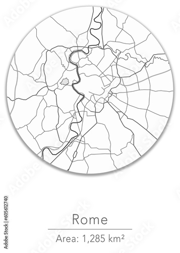 Rome, Italy black and blue dark city map design