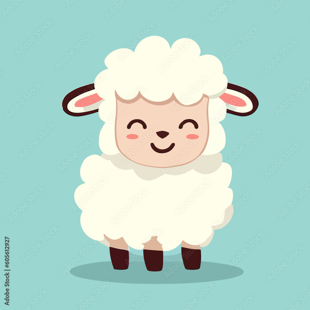 Cool cute little happy sheep smiling / sleeping - vector graphic art Cool cute little happy sheep smiling / sleeping - vector graphic art