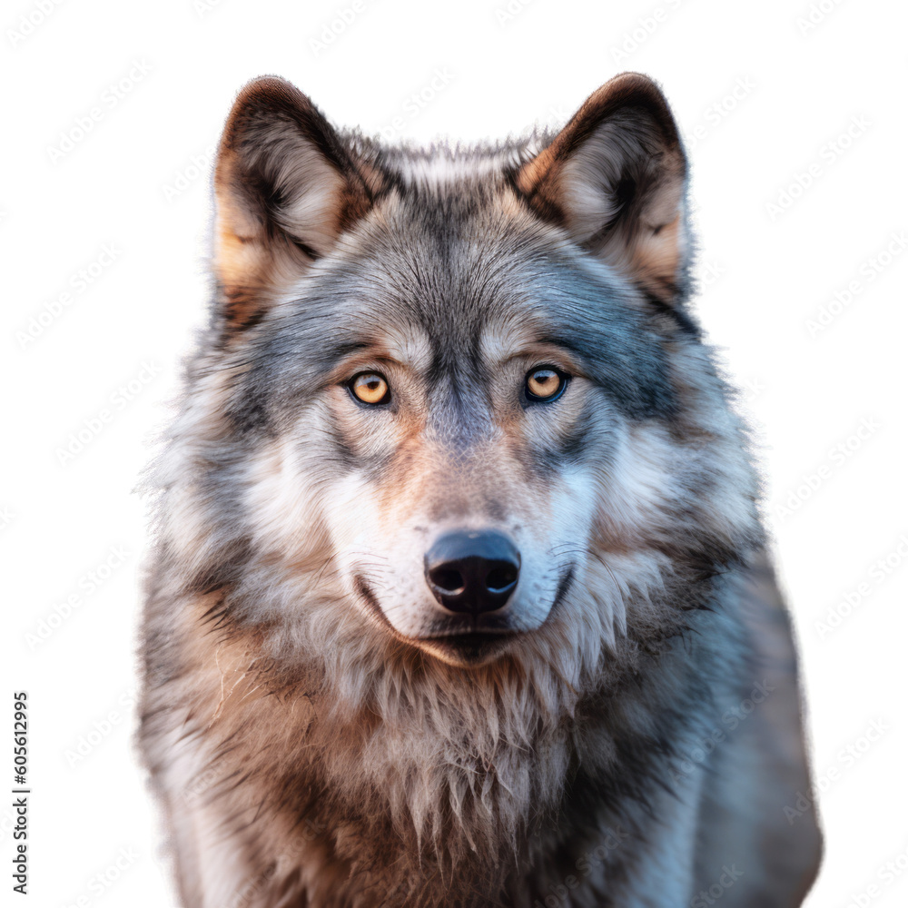 Fototapeta premium wolf is looking at me 2 -Transparent background- animal art made with Generative AI 