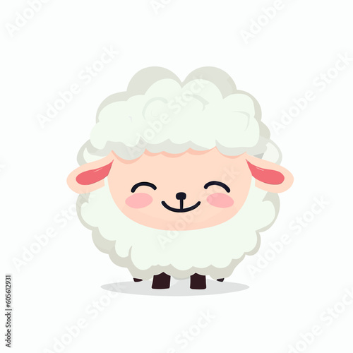 Cool cute little happy sheep smiling / sleeping - vector graphic art