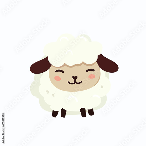 Cool cute little happy sheep smiling / sleeping - vector graphic art