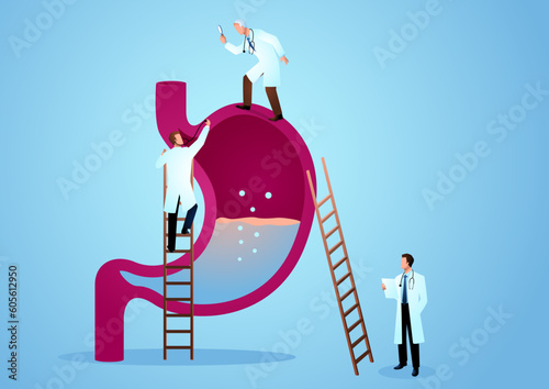 Team of doctors diagnose human stomach