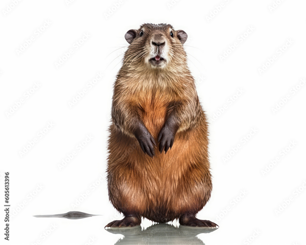 photo of nutria isolated on white background. Generative AI photo of nutria isolated on white background. Generative AI