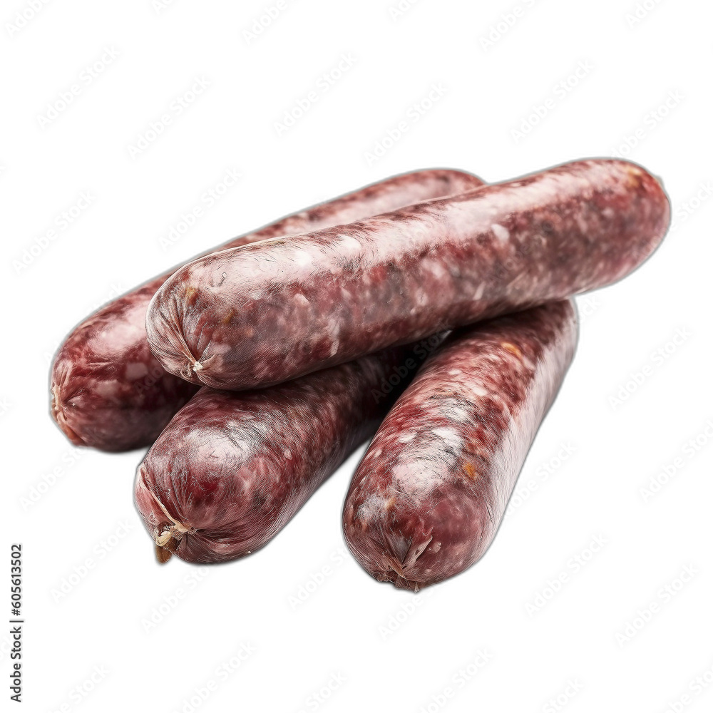 Raw sausages isolated transparent background Raw sausages isolated transparent background