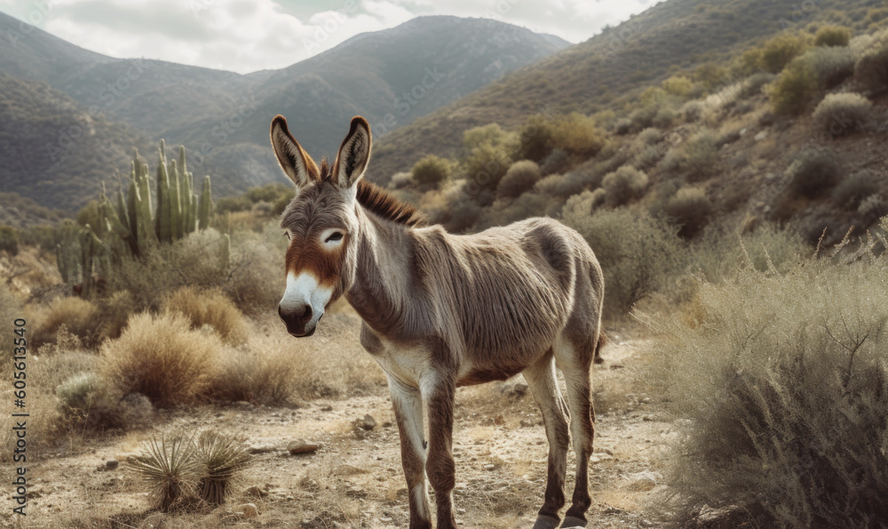 photo of mule in its natural habitat. Generative AI photo of mule in its natural habitat. Generative AI