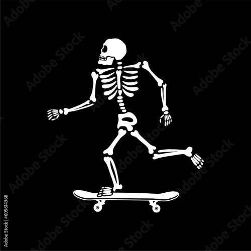 illustration vector of skeleton skull skateboarding trick