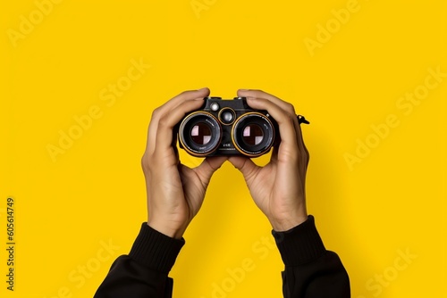 Naklejka person with binocular