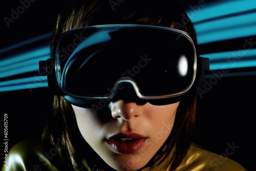 Woman Engaging with Virtual Reality. Generative AI