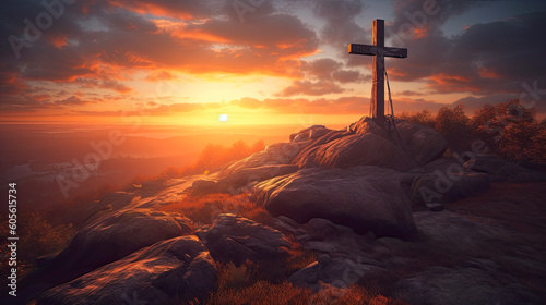 Cross on top of rock © Faith Stock