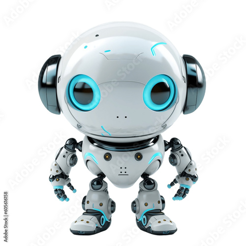 Adorable Robot on Transparent Background. AI