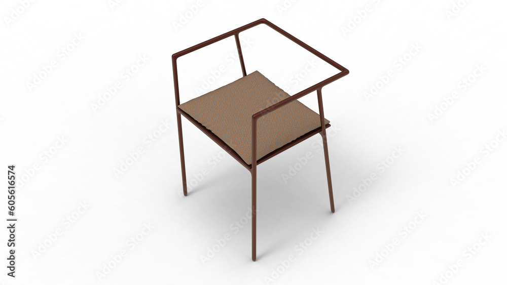 steel chair top view with shadow 3d render steel chair top view with shadow 3d render