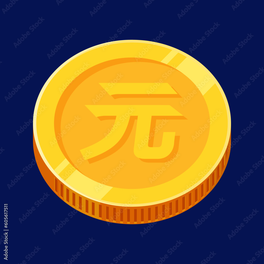 Renminbi Coin China Gold Money Vector Yuan Coin Renminbi Coin China Gold Money Vector Yuan Coin