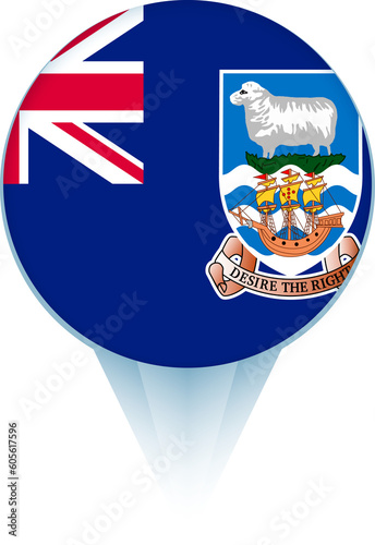 Map pointer with flag of Falkland Islands. photo