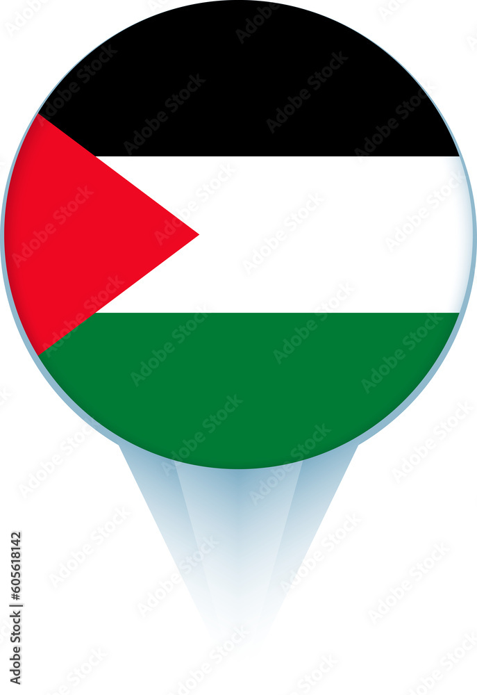 Map pointer with flag of Palestine. Map pointer with flag of Palestine.