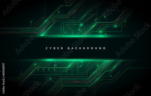 Electronic Cyber Technology Background With Black Banner