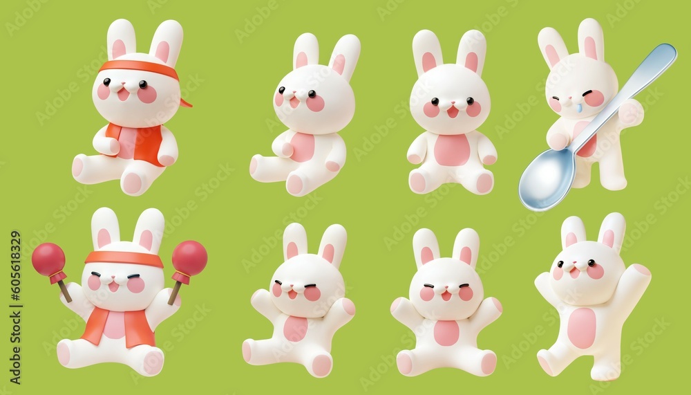 3D holiday bunny set
