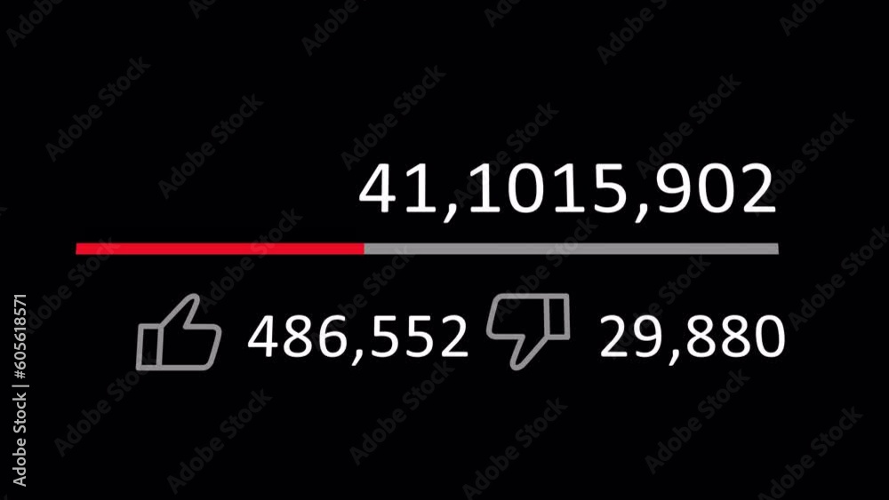 A close up view of a video views counter quickly increasing to 0 to million views with camera moving on transparent background. Web traffic concept. A close up view of a video views counter quickly increasing to 0 to million views with camera moving on transparent background. Web traffic concept.