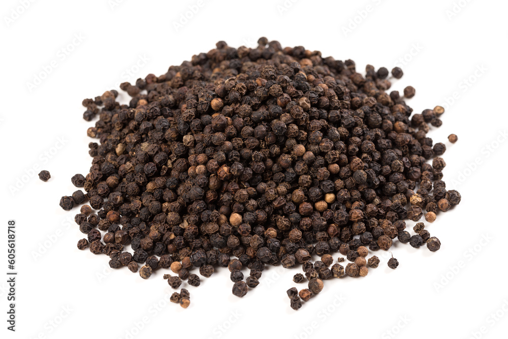 Black pepper was placed on a white background Black pepper was placed on a white background