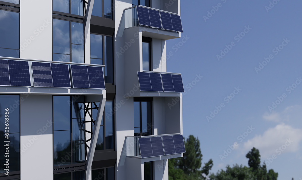 Modern balcony power plant on a railing, alternative power generation ...