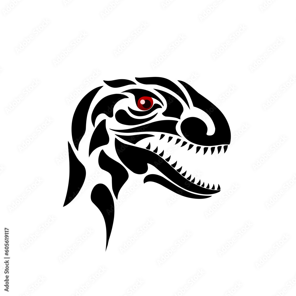 Illustration vector graphic of tribal art head raptor dinosaurs Illustration vector graphic of tribal art head raptor dinosaurs