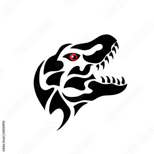 Illustration vector graphic of tribal art design head t-rex 