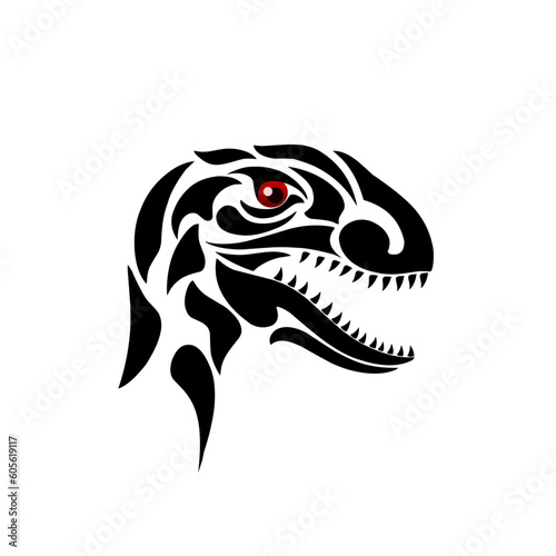 Illustration vector graphic of tribal art head raptor dinosaurs