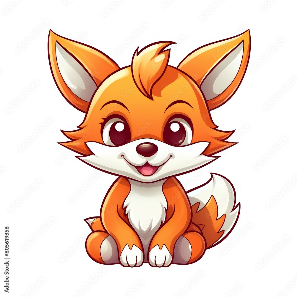 Smiley face cartoon fox with a happy expression on its face Generative AI Smiley face cartoon fox with a happy expression on its face Generative AI