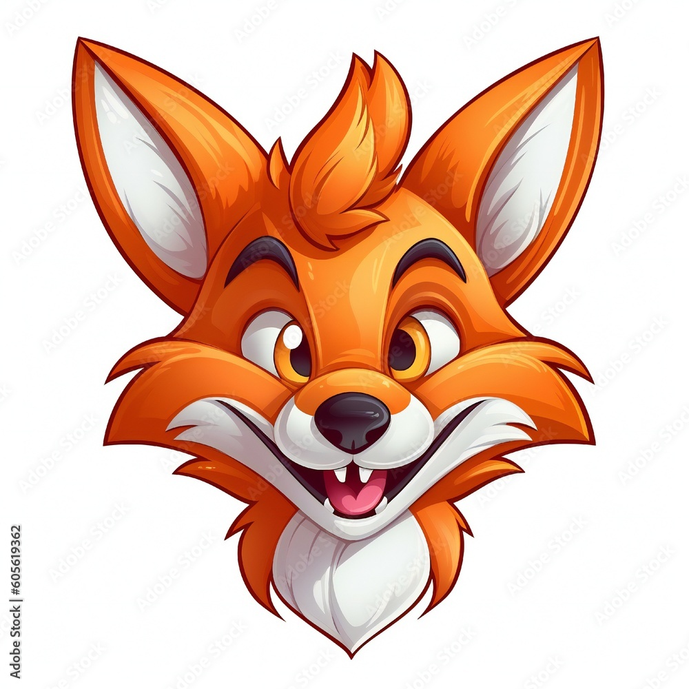 Obraz premium Smiley face cartoon fox with a happy expression on its face Generative AI 