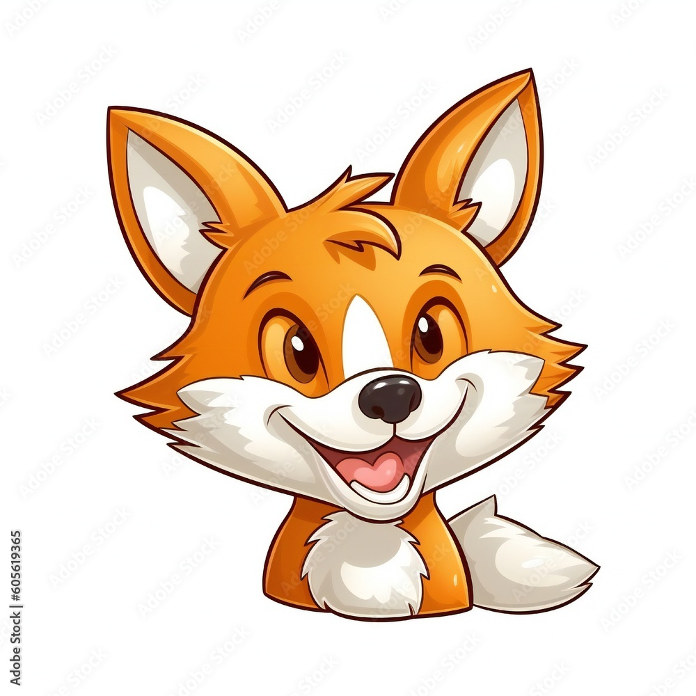 Smiley face cartoon fox with a happy expression on its face Generative AI 