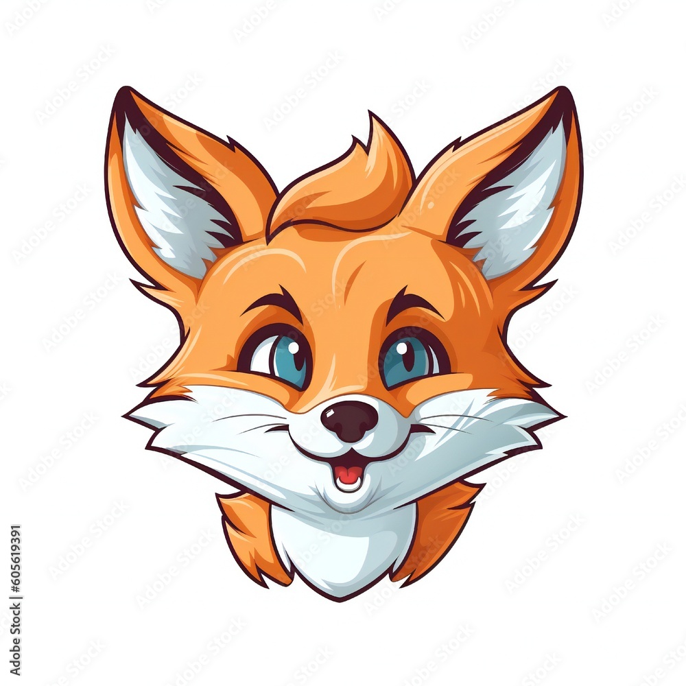Fototapeta premium Smiley face cartoon fox with a happy expression on its face Generative AI 