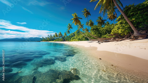 Beach on a tropical island. Generative AI © piai