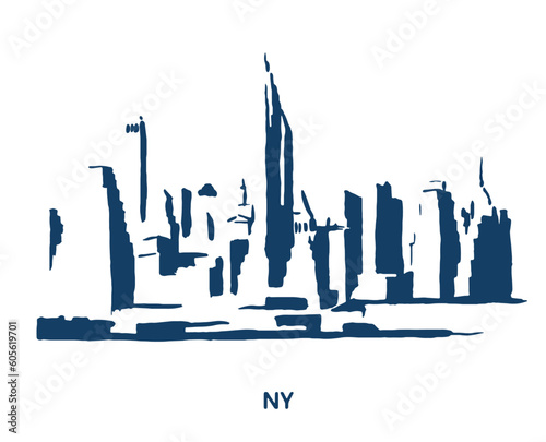 Photography New York, NYC, NY, sketch of the city, skyscrapers, cityscape, urban sketch, bui