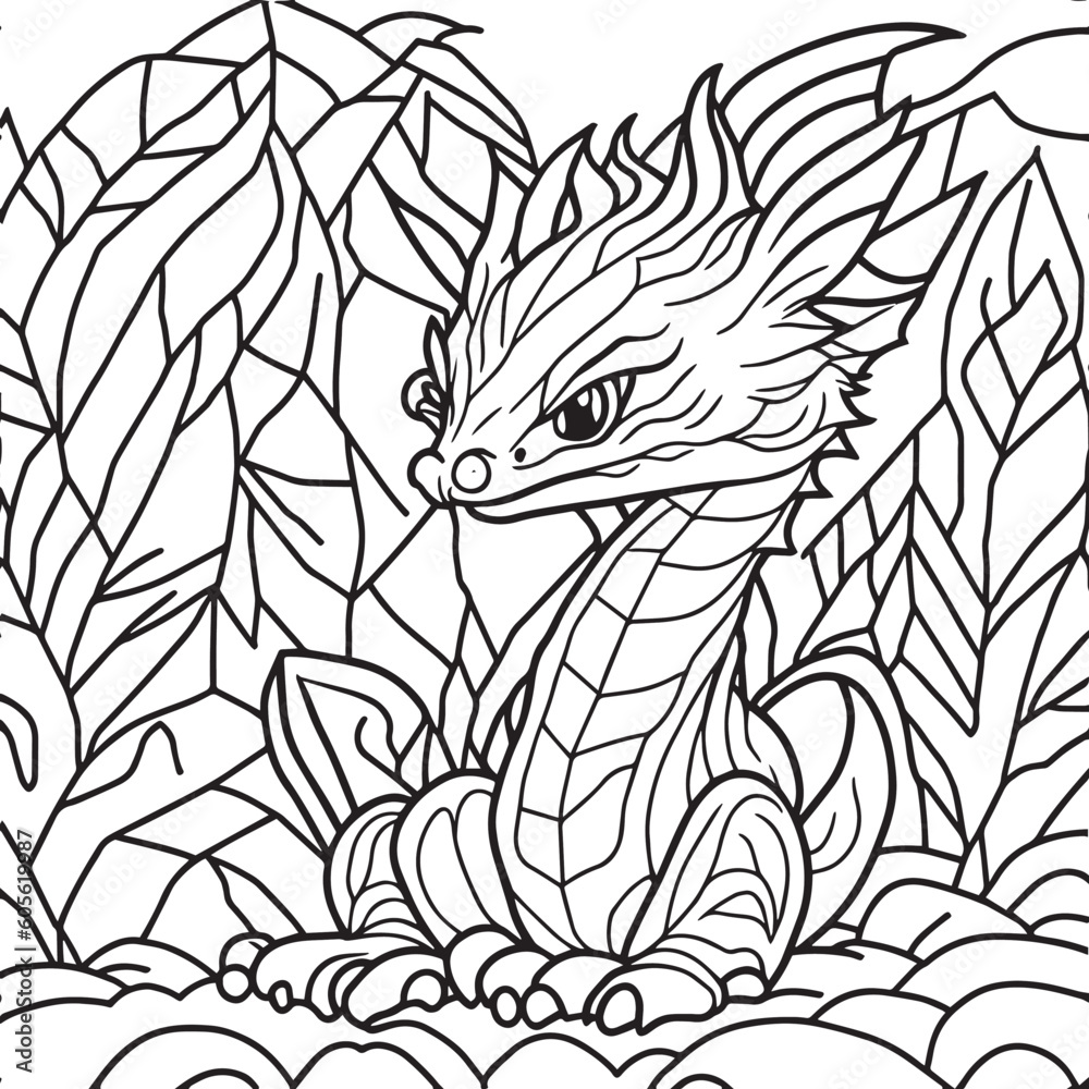 Vetor de Dragon coloring page for kids do Stock | Adobe Stock