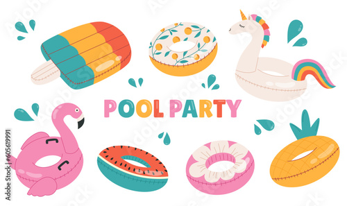 Cartoon colorful swimming ring
