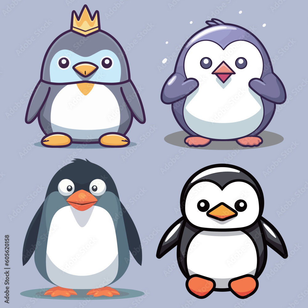 Fototapeta premium Cute penguin cartoon vector illustration, logo