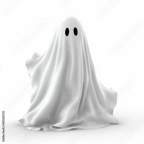 cute and funny ghost on white background.Generative AI