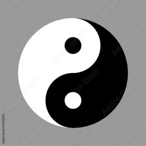 Yin yang symbol. Oriental taoism religion sign. Harmony zen icon. Vector illustration image.