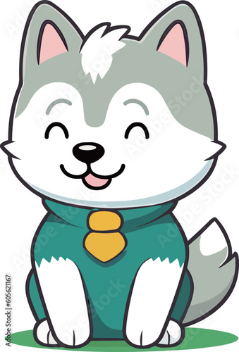 Cute husky cartoon portfolio illustration