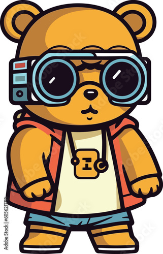 Cute hip hop bear cartoon vector illustration