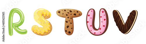 Delicious Candy and Sweet Pastry Alphabet Vector Set