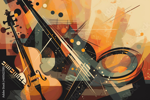 Obraz na plátne Ai generated illustration abstract International world jazz day poster design