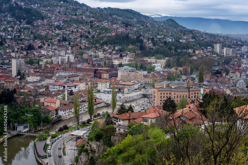 Sarajevo, Bosnia and Herzegovina. Panoramic beautiful view from the mountain