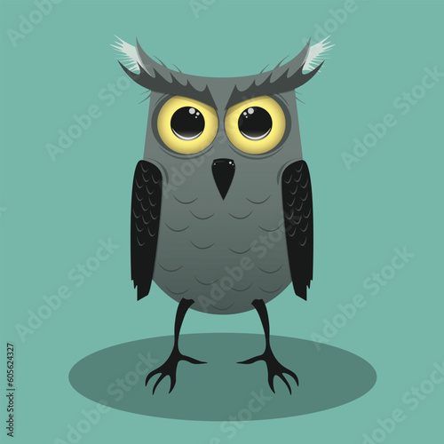 Cute baby owl mascot kawaii cartoon bird illustration