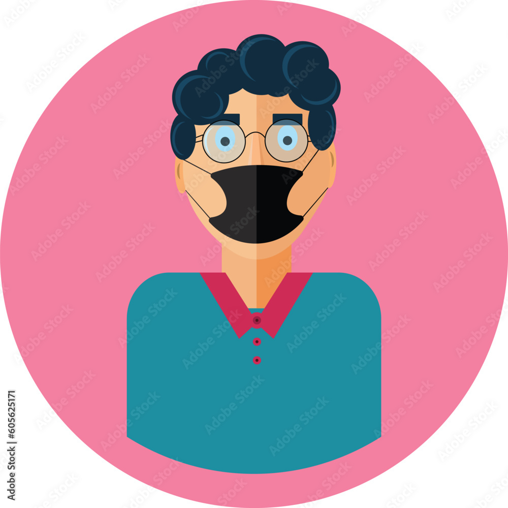 Portrait of boy wearing face mask And eyeglasses vector. Portrait of boy wearing face mask And eyeglasses vector.
